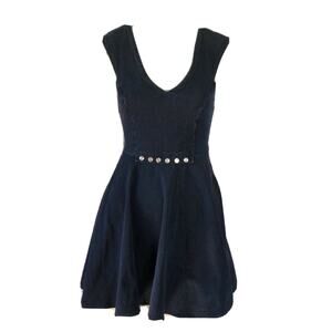 KOVE & T Junior's Dress Dark Blue Denim Size 4 Short Mini Casual Fit & Flare